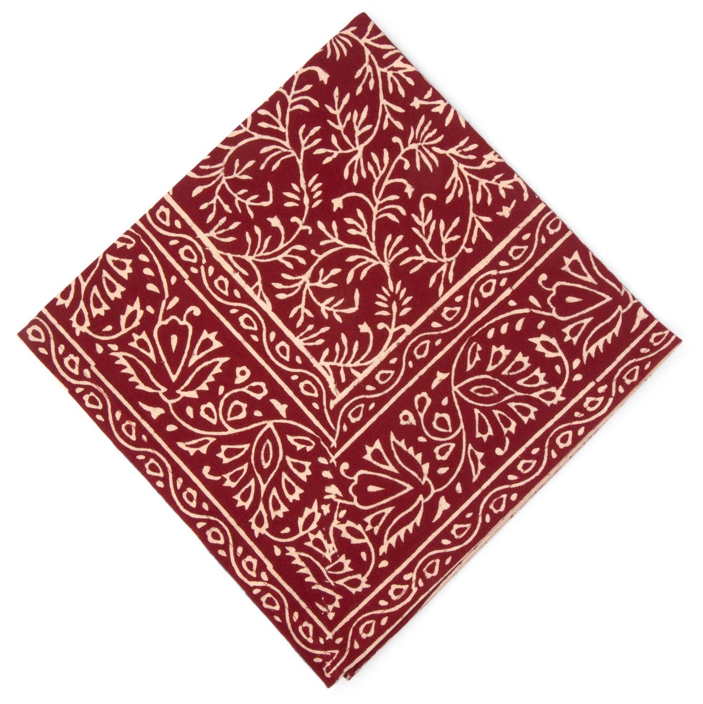 Deep Red Vines Hand-Block Napkin