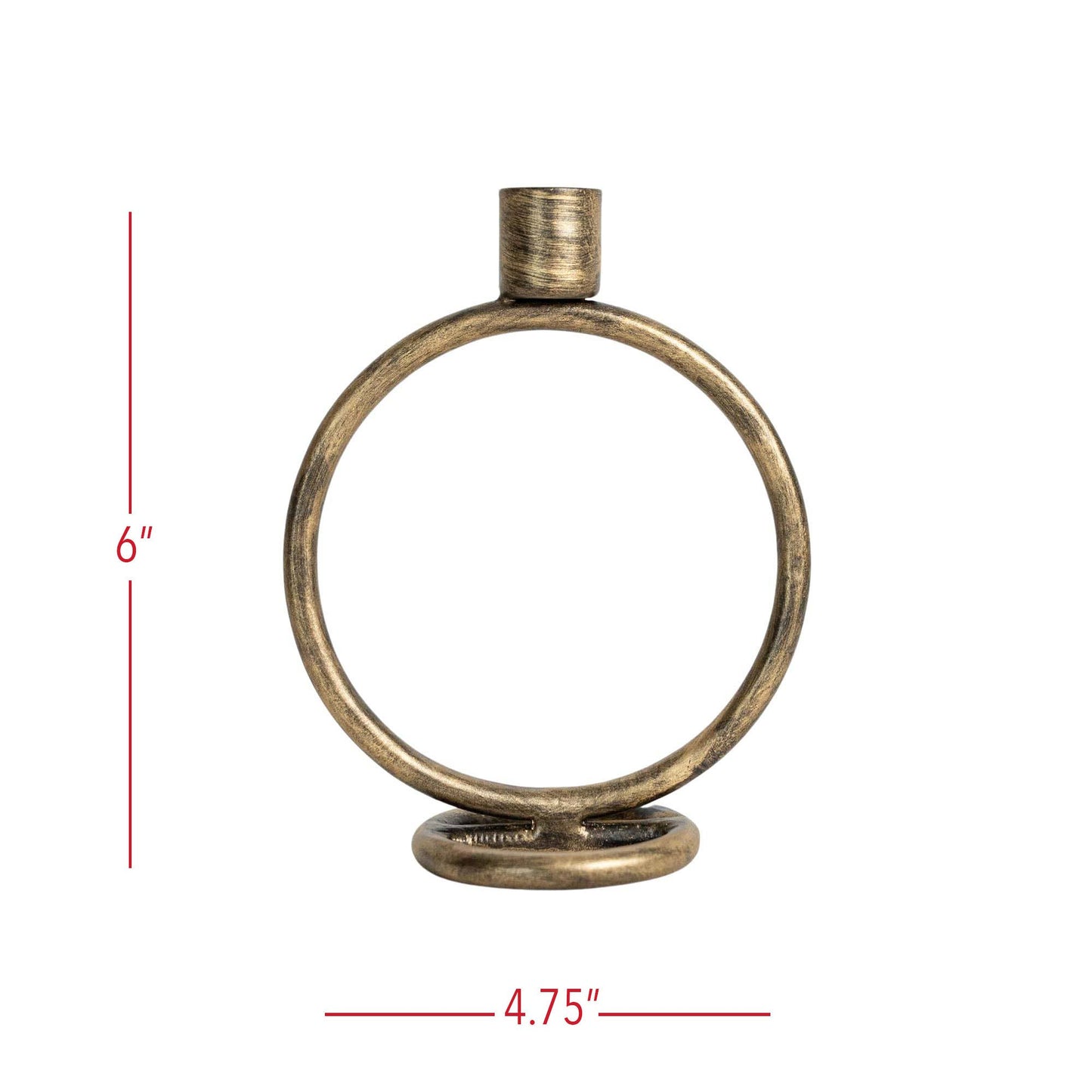 Brass Round Sculpture Taper Candle Holder