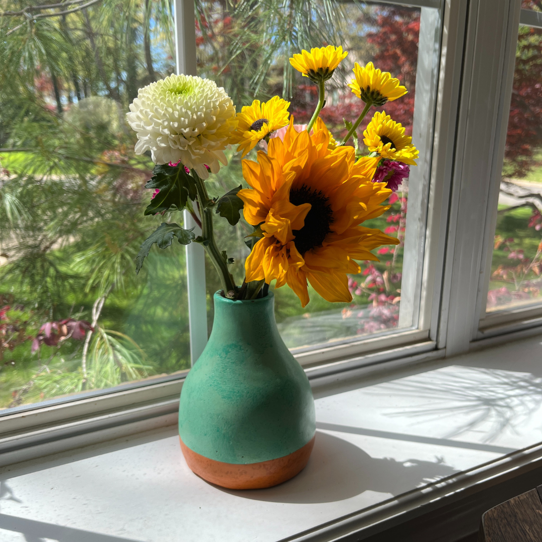 Washed Verdigris Bud Vase