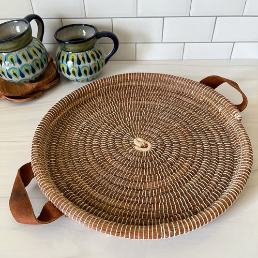 Pine Needle Tray with Leather Handles