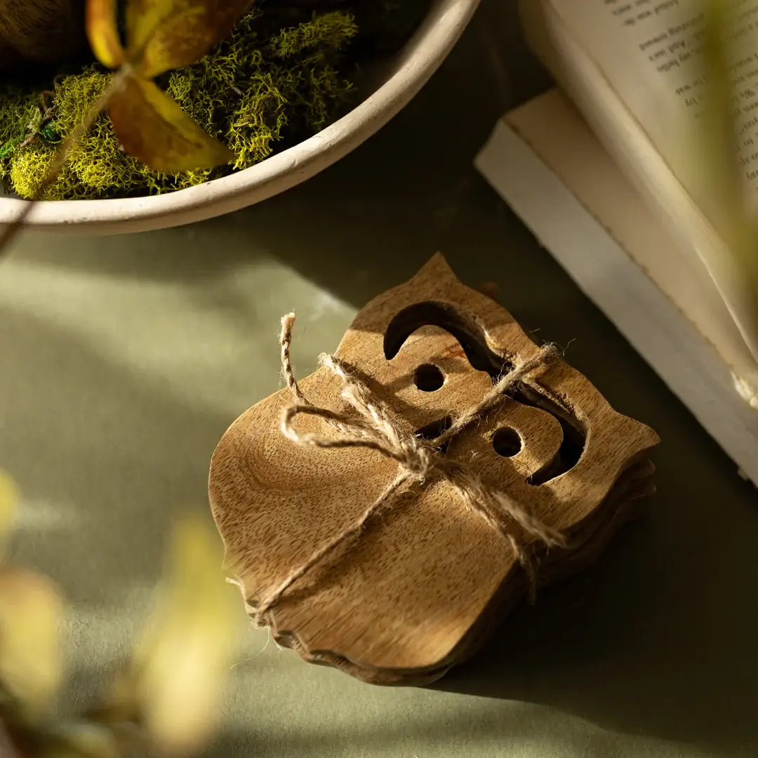 Owl Wood Coasters, Set Of 4