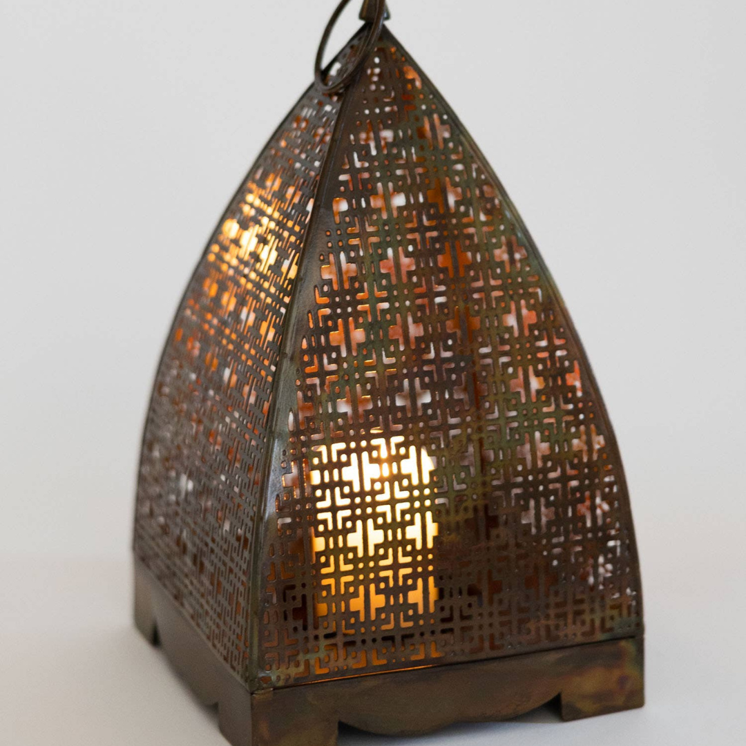Chatushkosh Antiqued Copper Lantern - 11"