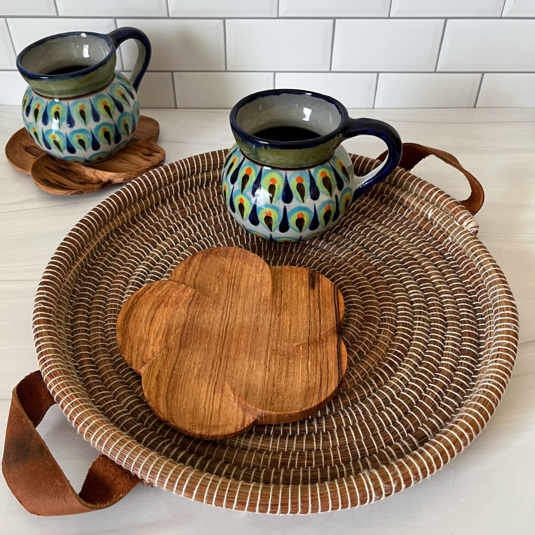 Pine Needle Tray with Leather Handles