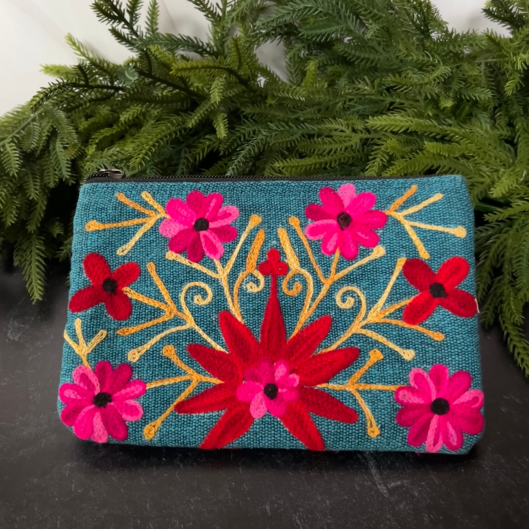 Embroidered Zippered Accessory Pouch (3 options)