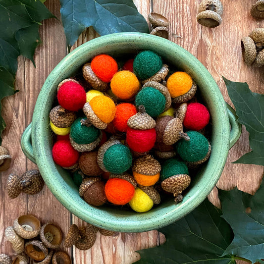 Felted Wool Acorn Set - Autumn Leaves