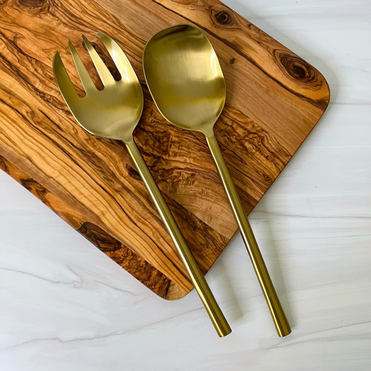 Brushed Brass Salad Servers