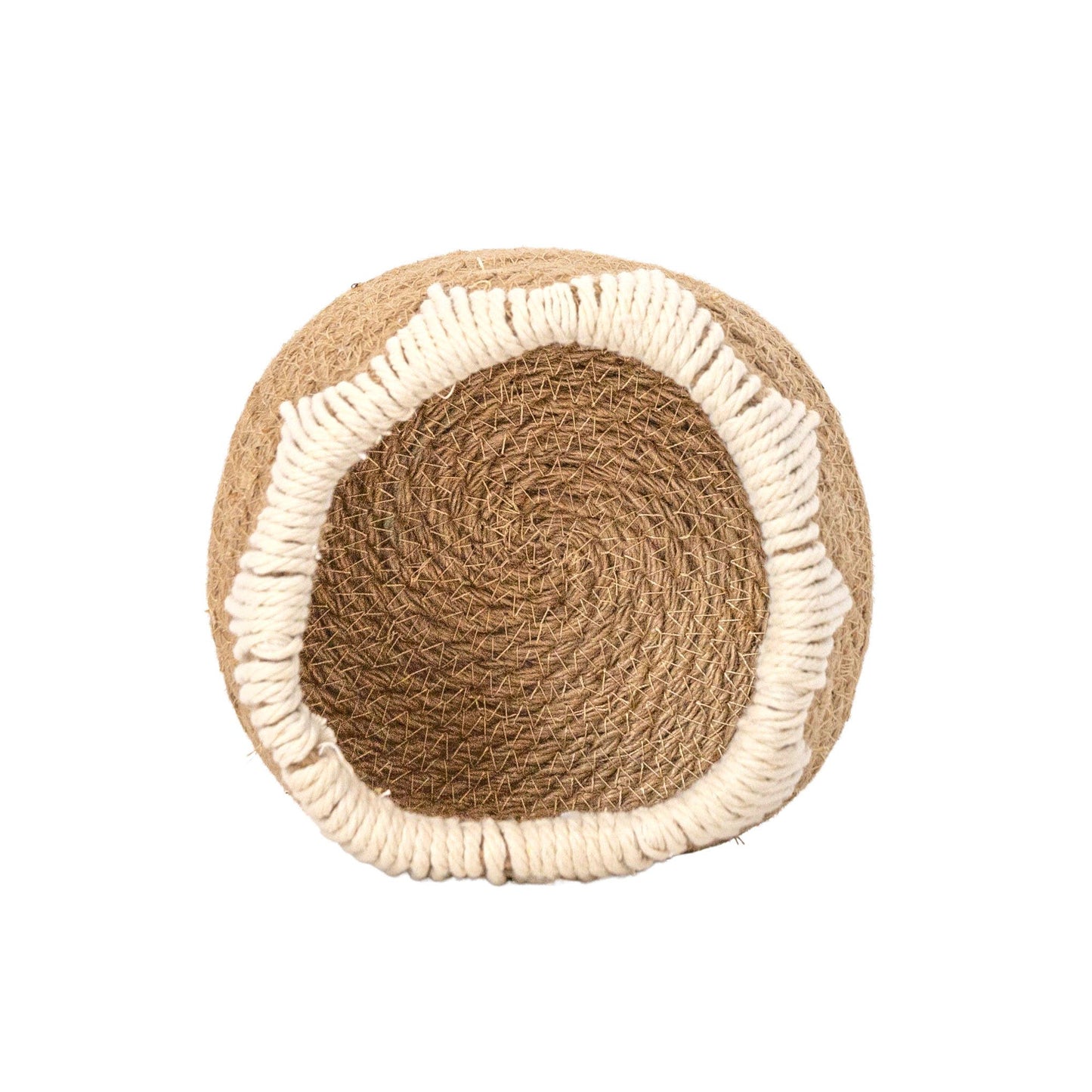 Petite Handwoven Jute Basket with Cotton Accent