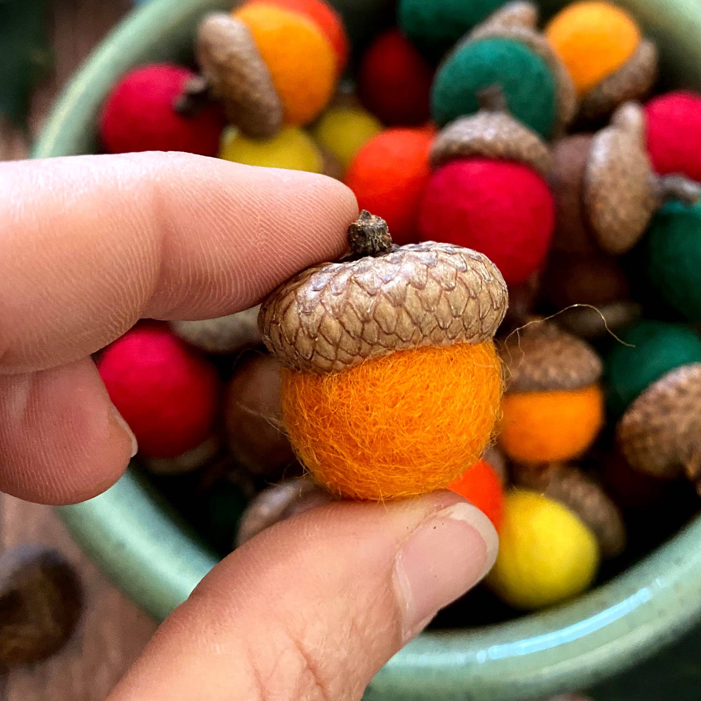 Felted Wool Acorn Set - Autumn Leaves