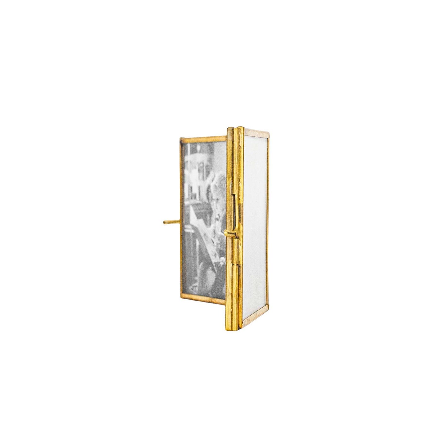 Two-Photo Folding Brass Picture Frame (4x4)