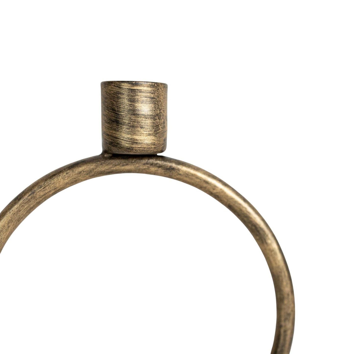 Brass Round Sculpture Taper Candle Holder