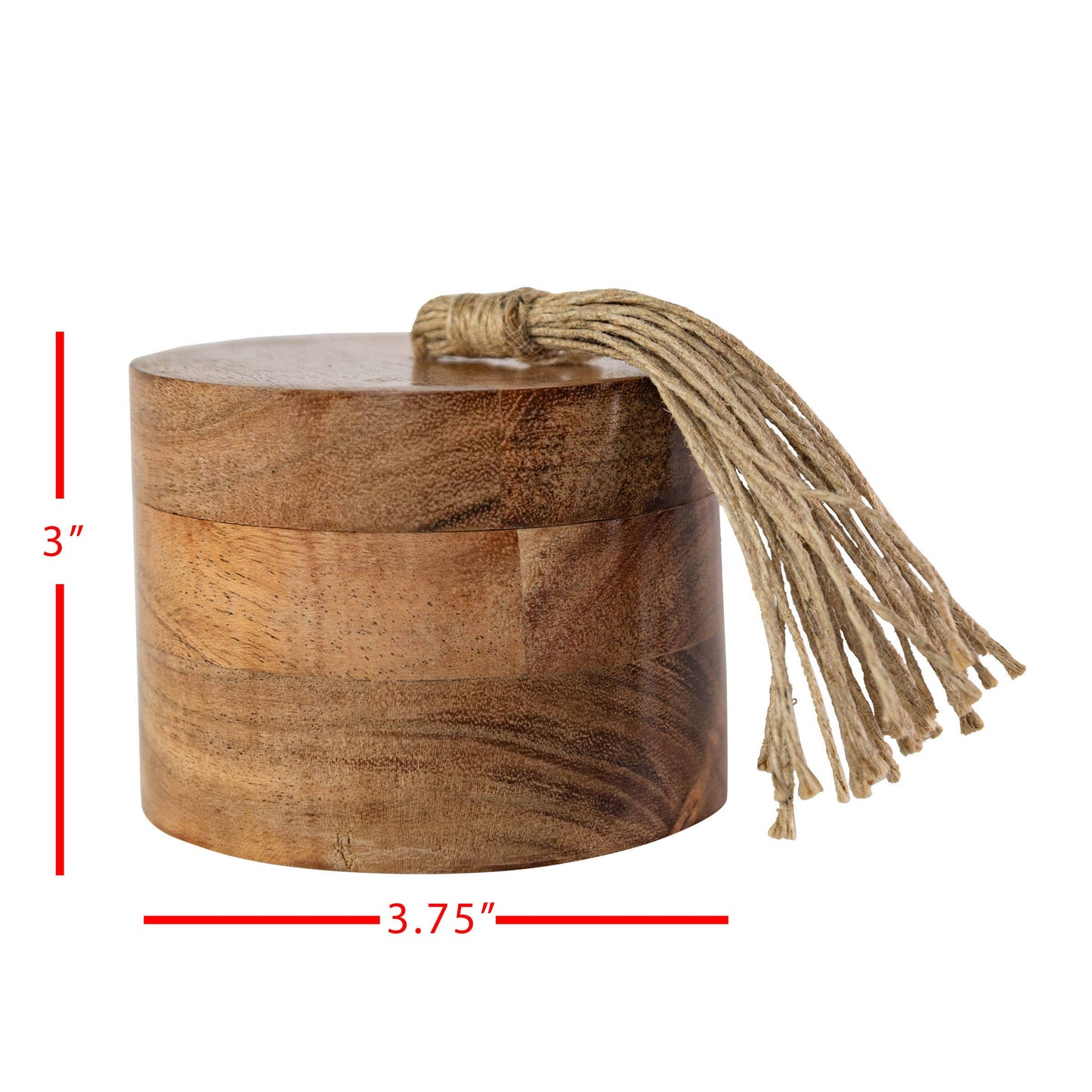 Handcrafted Acacia Wood Salt Cellar with Jute Tassel