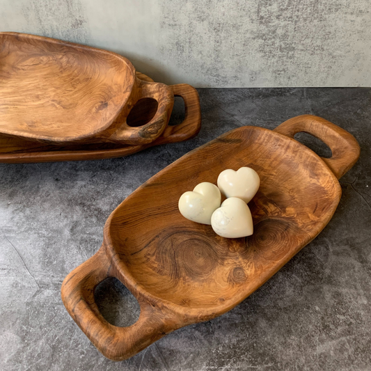 Rustic Handled Teak Tray - Medium