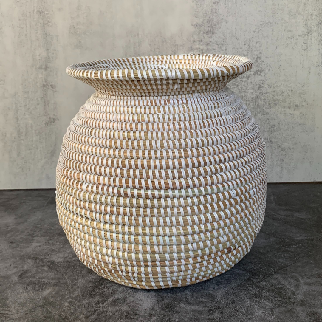 Woven White Open Top Basket
