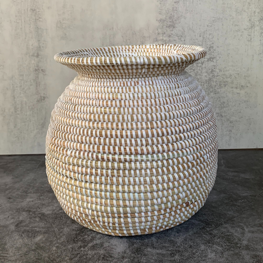 Woven White Open Top Basket