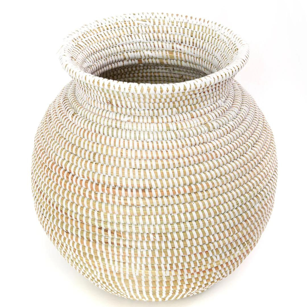 Woven White Open Top Basket