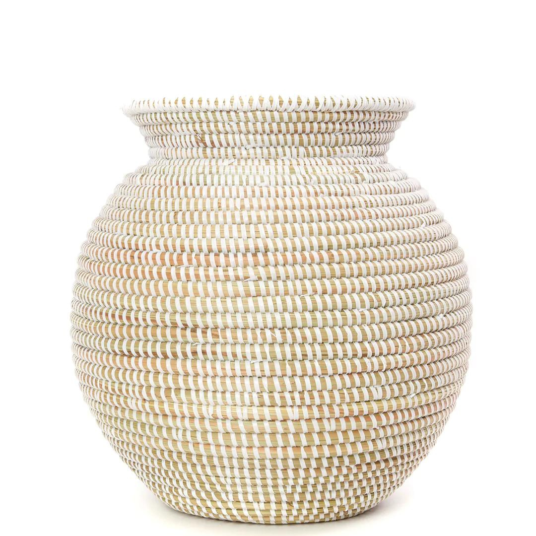 Woven White Open Top Basket