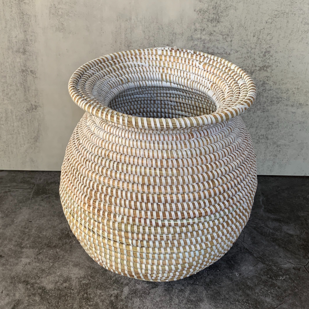 Woven White Open Top Basket
