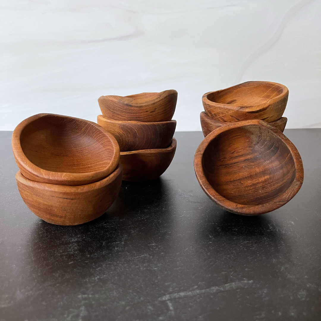 Mise en Place Teak Prep Bowls Orange Turtle Lane