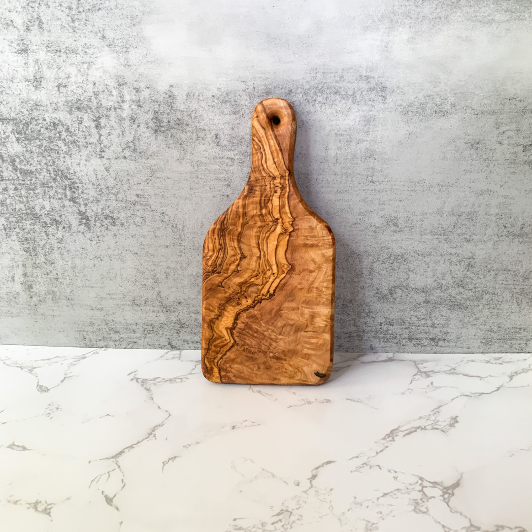 Olive Wood Mini Paddle Board with Mouse Cheese Spreader
