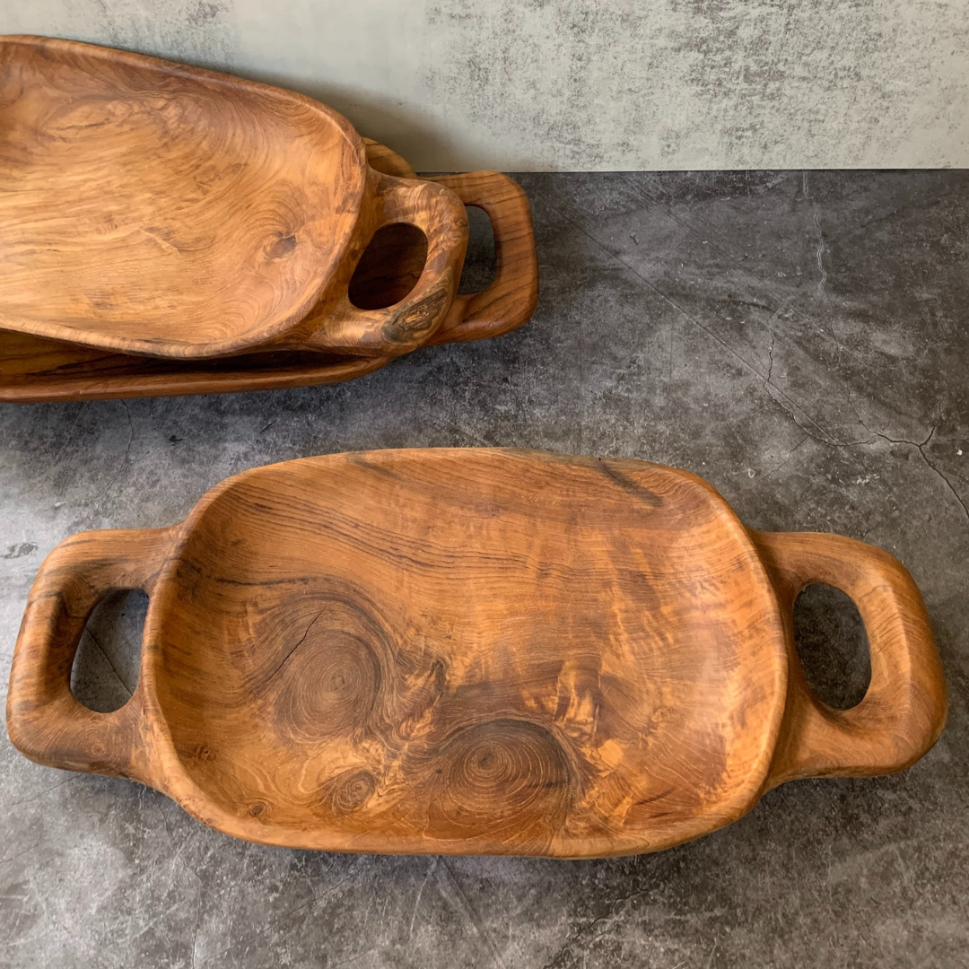 Rustic Handled Teak Tray - Medium