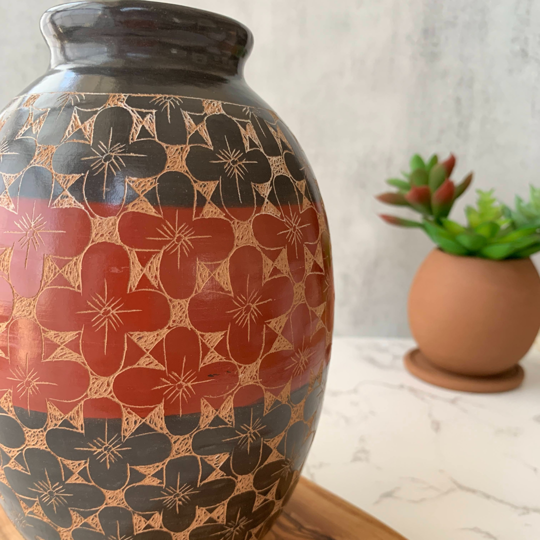 Rust Flower Ceramic Vase – Orange Turtle Lane