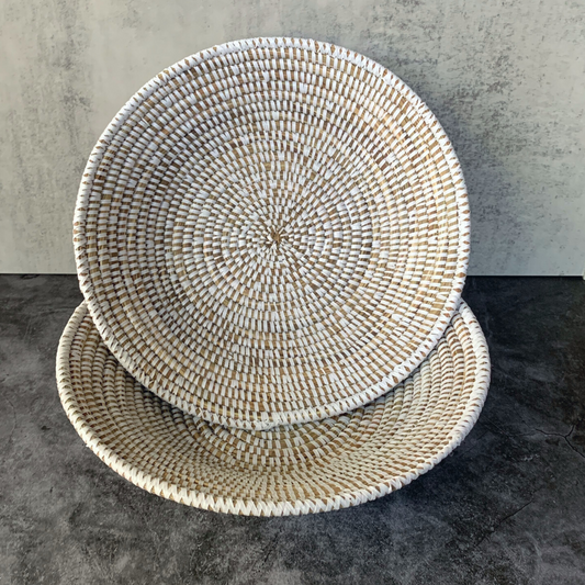 Woven White  Grain Basket