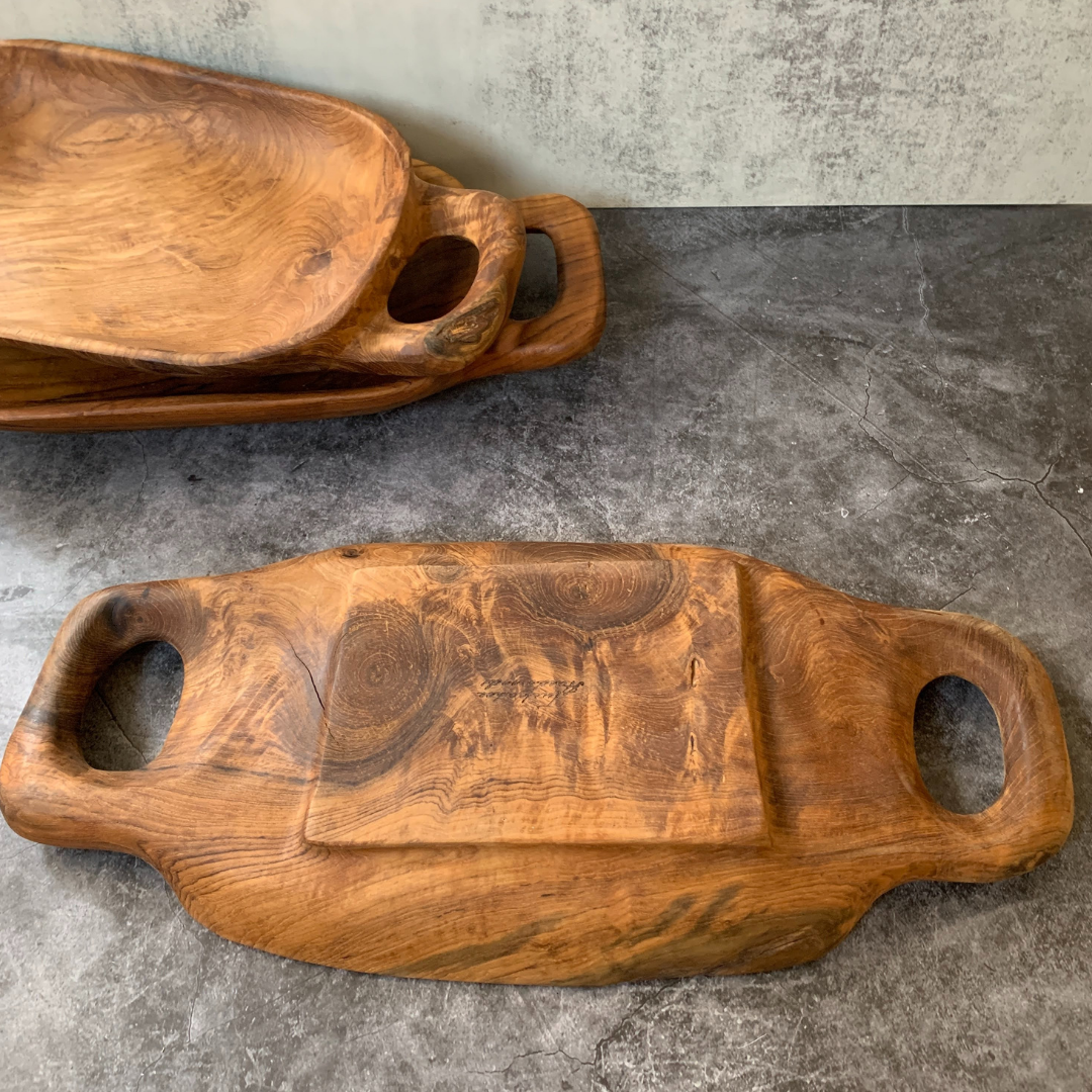 Rustic Handled Teak Tray - Medium